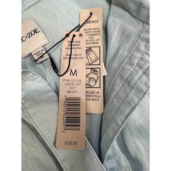 Nic + Zoe Blue Crinkle Shirt Button Up NWT Size M - Picture 15 of 15
